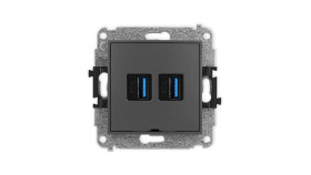 Icon Mechanizm Gniazda Podwójnego 2Xusb A-A 3.0, Bez Pola Opisowego Grafitowy...