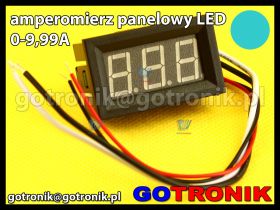 Amperomierz panelowy cyfrowy LED 0-9,99A NIEBIESKI obudowa