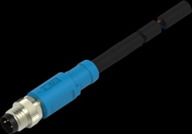 Sensor actuator cable, M8-cable plug, straight to open end, 3 pole, 0.5 m, PVC, black, 3 A, T4061110003-001