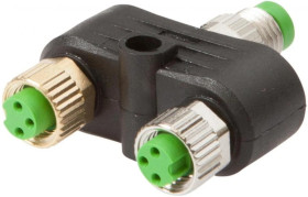 VK000051, rozdzielacz, 33x15x40mm, okablowanie szeregowe, 60V, 2x M8 3pin, M8 3pin, IP67, 4A