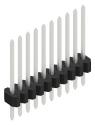 Pin header, 10 pole, pitch 1.27 mm, straight, black, 10060469