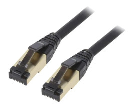 PP8-LSZHCU-BK-5M Patch cord S/FTP Cat 8 linka Cu LSZH czarny 5m 27AWG