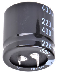 Kondensator 220μF 400V dc Zatrzaskowy Nichicon roztaw: 10mm 30 (Dia.) x 30mm