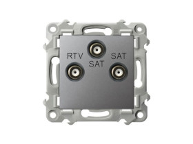 SZAFIR Gniazdo RTV-SAT z dwoma wyjściami SAT szary mat GPA-Z2S/m/70 OSPEL