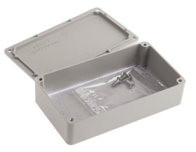 Obudowa Aluminium odlewane szerokość zew. 63,6 mm długość zew. 114,5 mm wys. zew. 30,3 mm RS PRO Szary