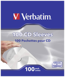 Verbatim Pokrowiec na płyty CD 49976 1 CD/DVD/Blu-Ray biały papier 100 szt.