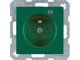 B.X/S.1 Gniazdo z uz. i LED kontrolną z podwyższoną ochroną styków zielony 6765098913 HAGER