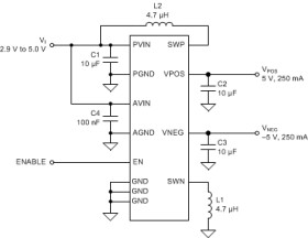Split-Rail Converter, ±5V, 250mA Dual Output Power Supply