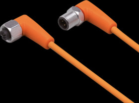 Sensor actuator cable, M12 cable plug, angled, A to M12 cable socket, angled, A, 4 pole/5 pole, 0.3 m, PVC, orange, 4 A, EVT082
