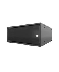 MIRSAN SOHO Szafa wisząca RACK 19 cali 4U 400mm czarna szklane drzwi FLAT PACK ( do samodzielnego montażu )