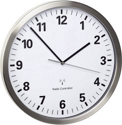 TFA Dostmann 60.3523.02 Sterowany radiowo Zegar ścienny 30.5 cm x 4.3 cm stali szlachetnej cicha praca mechanizmu, funkc