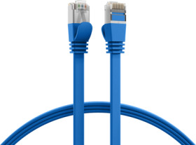 Patch cable with flat cable, RJ45 plug, straight to RJ45 plug, straight, Cat 6A, U/FTP, PVC, 3 m, blue, K5545BL.3