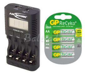 ładowarka Powerline 4 PRO + 4 x R6/AA GP Recyko+ 2000