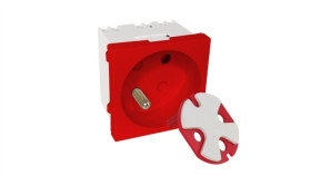 Modularne Gniazdo Elektryczne Alantec 2P+Z, 45X45, Data Z Kluczem, Czerwone...