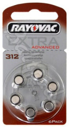 6 x baterie do aparatów słuchowych Rayovac Extra Advanced 312