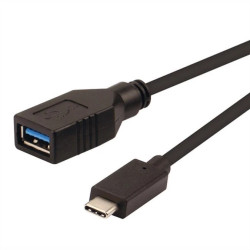 Kabel ROLINE USB 3.2 Gen 1 Type C, C-A, M/F, OTG, czarny, czarny, 0,15 m