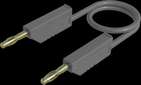 Measuring lead with (4 mm plug, spring-loaded, straight) to (4 mm plug, spring-loaded, straight), 0.5 m, gray, PVC, 2.5 mm², CAT