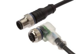 Złącze do samokonfekcjonowania M12 kątowe żeńskie M12 proste męskie 4-pinowe 4x0.34mm² PUR IP67 5m VK500F23