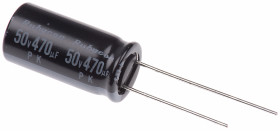 Kondensator 470μF 50V dc Radialny, Otwór przelotowy Rubycon roztaw: 5mm 10 (Dia.) x 20mm