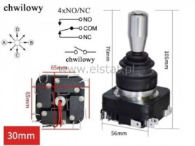Joystick 8-kierunkowy chwilowy; 4xNO/NC; 30mm
