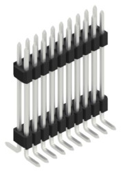 Pin header, 20 pole, pitch 1.27 mm, angled, black, SLVW10SMD12720Z