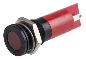 Lampka kontrolna do montażu panelowego 24V dc, czerwona 14mm LED Końcówka lutownicza RS PRO