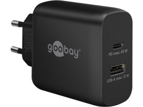 Podwójna szybka ładowarka USB-C PD (45 W) czarny 1x...