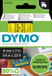 S0720790 DYMO D1 tape, 6 mm, black/yellow