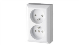 Gniazdo Natynkowe Podwójne Z Uziemieniem, Ip20, Białe, Gao 20456