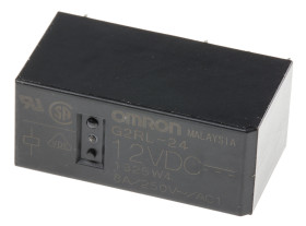 Przekaźnik mocy 12V dc DPDT Omron 400mW, montaż PCB 360Ω Wciskane