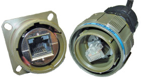 Złącze Ethernet Gniazdo Złącze RJ45 Montaż na kołnierzu Cat5e Amphenol Socapex, proste 8-żyłowe