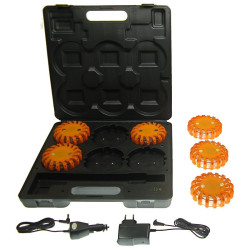 Zestaw Flar 6x Pomarań+Zasilacz+ Walizka-ładowarka akumulator