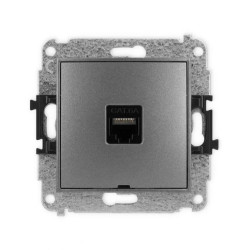 ICON Mechanizm gniazda komputerowego pojedynczego 1xRJ45, kat. 6A, 8-stykowy, bez pola opisowego grafitowy 11IGKBO-7