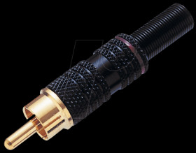 RCA connector, black, red ring, for Ø 6 mm