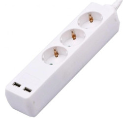 Przedłużacz VT-1124 3 gniazda 2 porty USB (3G1.5MM2 X 5M) Biały 8775