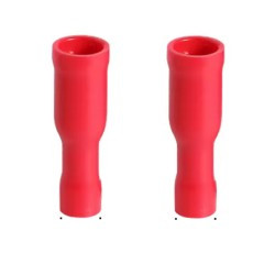 2x Konektor rurkowy żeński 5mm izolacja czerwona