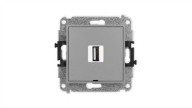 Icon Mechanizm Gniazda Pojedynczego Usb A-A 2.0, Bez Pola Opisowego Szary Mat...