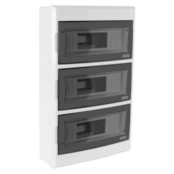 Rozdzielnica natynkowa S-36 (N+PE) 3x12 moduły IP40 306x472x100mm drzwi transparentne dymne NEKU