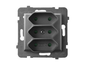 ARIA Gniazdo potrójne EURO z przesłonami torów prądowych szary mat GP-3UP/m/70 OSPEL