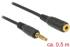 85700 Extension Cable Stereo Jack 3.5 mm 5 pin male &gt; female 0.5 m bla