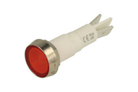 Kontrolka; FL1P-10NJ- 4_BRX024V; 10mm; podświetlenie LED 24V; czerwony; konektory 6,3x0,8mm; srebrny; IP67; 51mm; FILN; RoHS