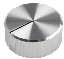 Pokrętło potencjometru oś: 6.4mm średnica: 30mm Okrągłe Aluminium Srebrny RS PRO