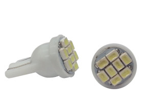 Żarówka LED W5W T10 10mm zimny biały 12V 8smd