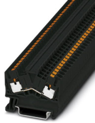 Through terminal block, push-in connection, 0.14-4.0 mm², 2 pole, 24 A, 8 kV, black, 1037082