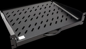 26990419 19" shelf, 2 U, extendable, black