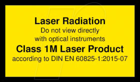 70119565 Laser warning label English DIN EN 60825, class 1M, 38x23 mm, ye