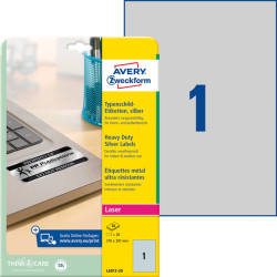 L6013-20 Type Plate Labels, Water-Resistant, 210 x 297 mm, 20 Pieces, Sil