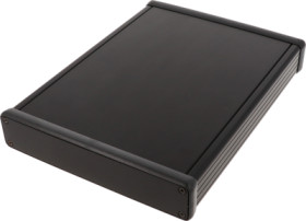 Aluminum enclosure, (L x W x H) 220 x 165 x 31 mm, black (RAL 9005), IP54, 1455R2201BK