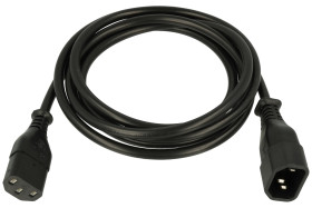 Kabel; przedłużacz; WN12-2m-3x0,75mm; gniazdo IEC C13 IBM proste; wtyk IEC C14 IBM prosty; 2m; czarny; 3 żyły; 0,75mm2; PVC; okr