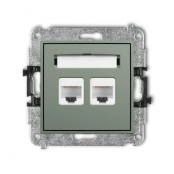 MINI Mechanizm gniazda komputerowego podwójnego 2xRJ45, kat. 5e, 8-stykowy szałwiowy 61MGK-2